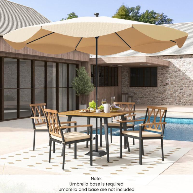 Hivvago Outdoor Dining Table and Chairs with Cushions and 1.9 inches Umbrella Hole