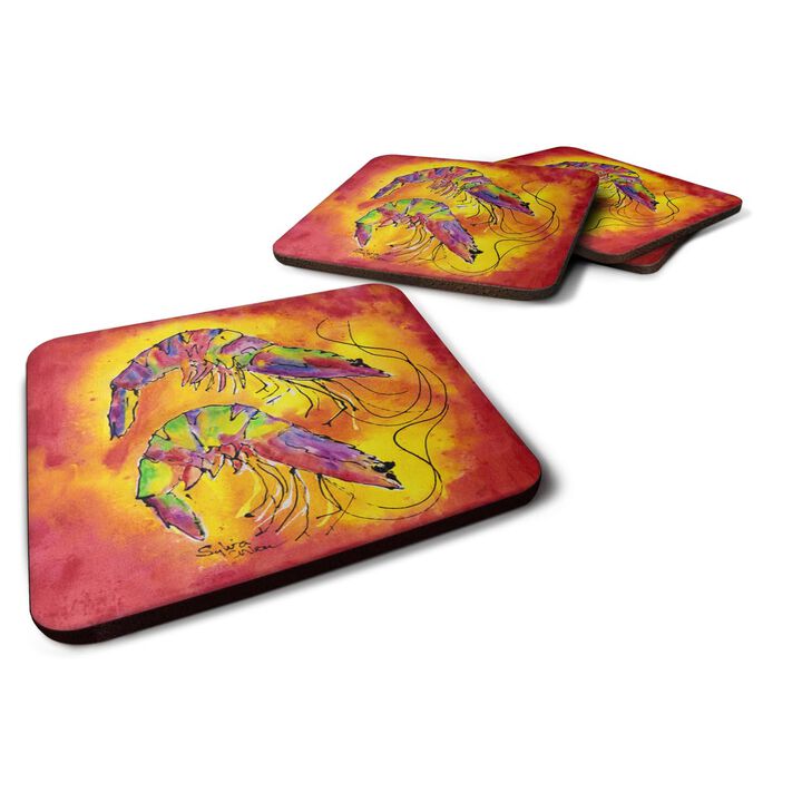 Caroline's Treasures 8378FC Shrimp Foam Coasters (Set of 4), 3.5 H x 3.5 W, Multicolor