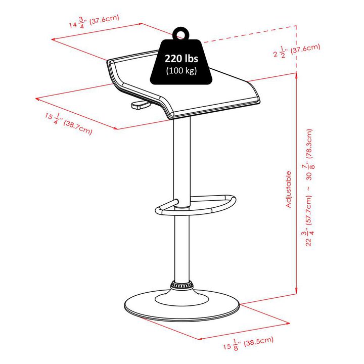 Single Airlift Swivel Stool with Black Faux Leather Seat