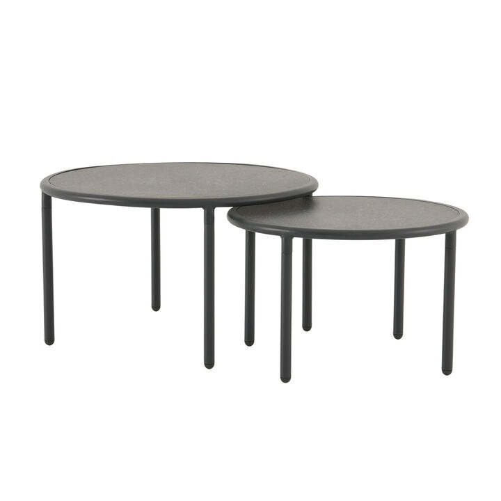 Rust-Proof Nesting Tables 2Pcs, Waterproof Outdoor Side Tables, Space-Saving