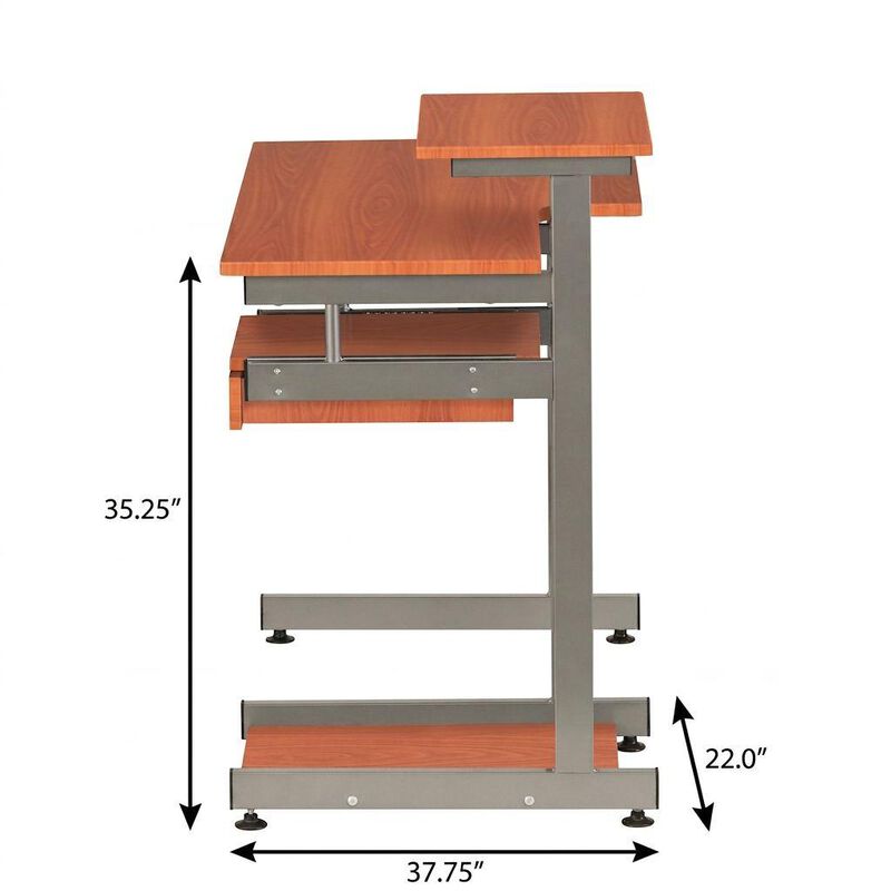 HomeRoots 38" Oak and Silver Wood and Steel Sled Computer Desk image number 6
