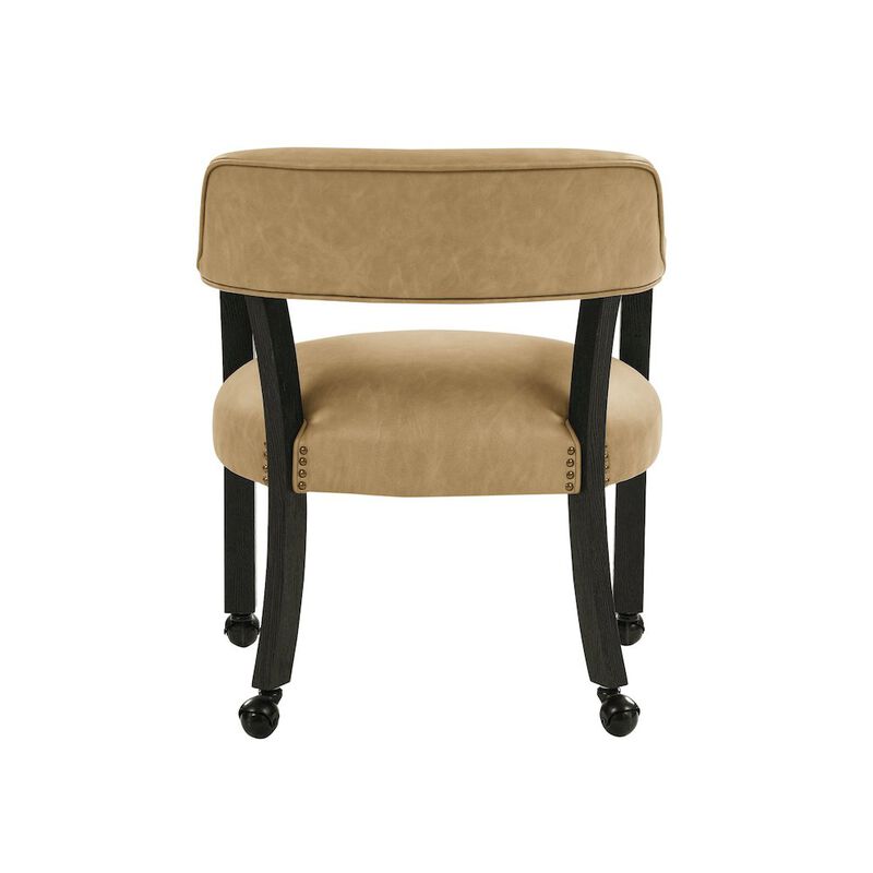 Rylie Dining Sand PU Arm Chair w/Caster