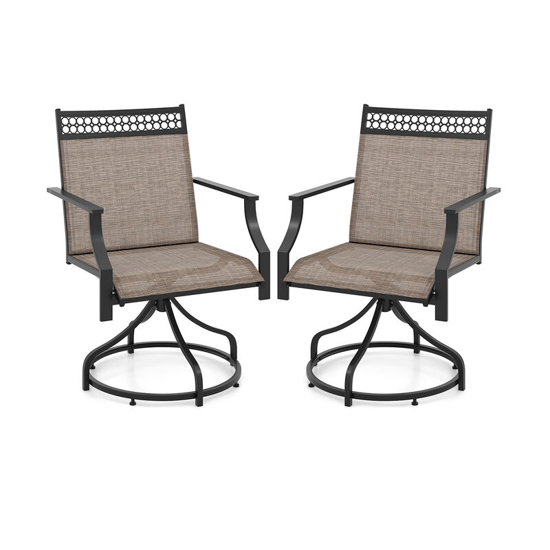 Patio Swivel Dining Chairs Set of 2 with Heavy-duty Metal Frame and Armrests image number 0