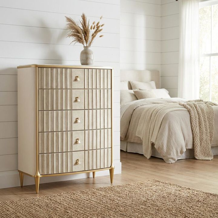 Michael Amini Scotts Square 5-Drawer Chest - Light Champagne