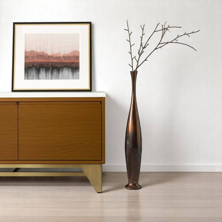 Hivvago 50 Inch Burnished Brown Aluminum Floor Vase