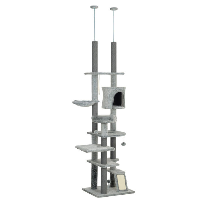 Multi-Level Cat Tower with Scratching Posts, Condos, and Hammocks for Play, Climb, and Rest