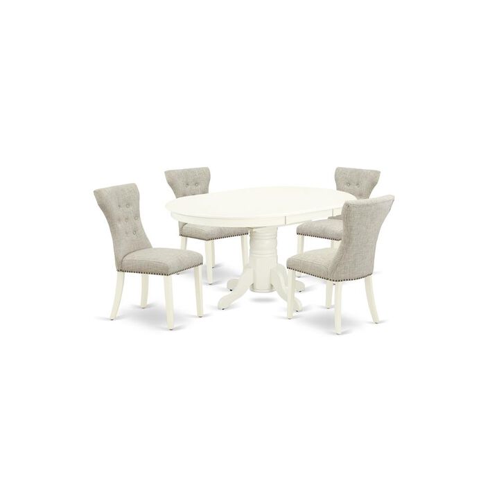 East West Furniture Dining Room Set Linen White, AVGA5-LWH-35