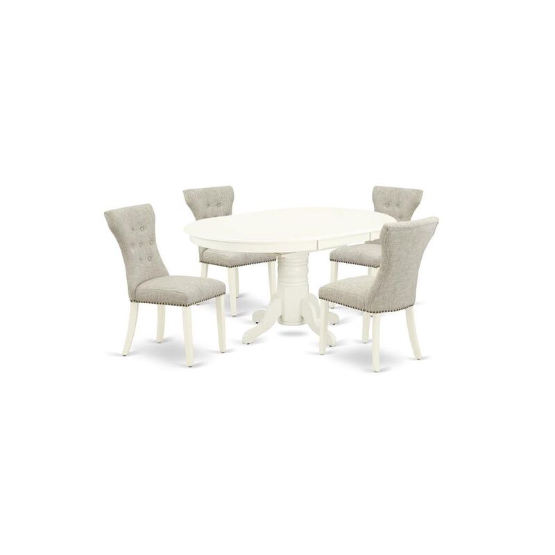 East West Furniture Dining Room Set Linen White, AVGA5-LWH-35