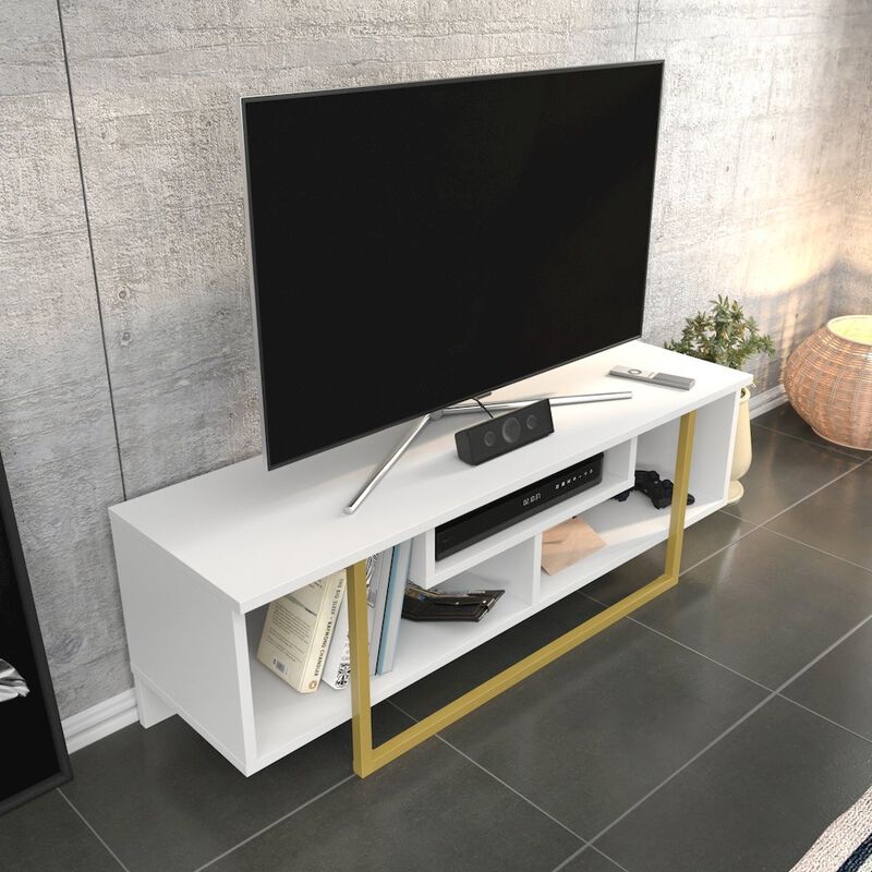 Decorotika Asal 47 Tv Stand - White Gold