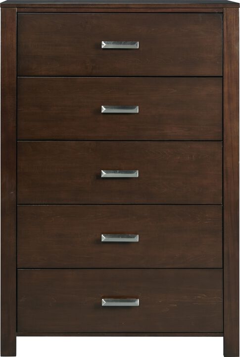 Riva Five Drawer Chest in Chocolate Brown