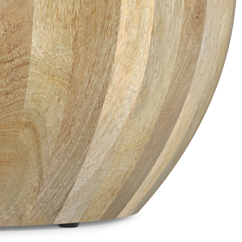 Elmbrook 34 inch Wide Solid Mango Modern Industrial Drum Coffee Table in Natural, Assembled