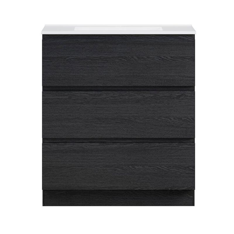 Liberte 30" Freestanding Bathroom Vanity in Black Oak with Sink Top image number 0