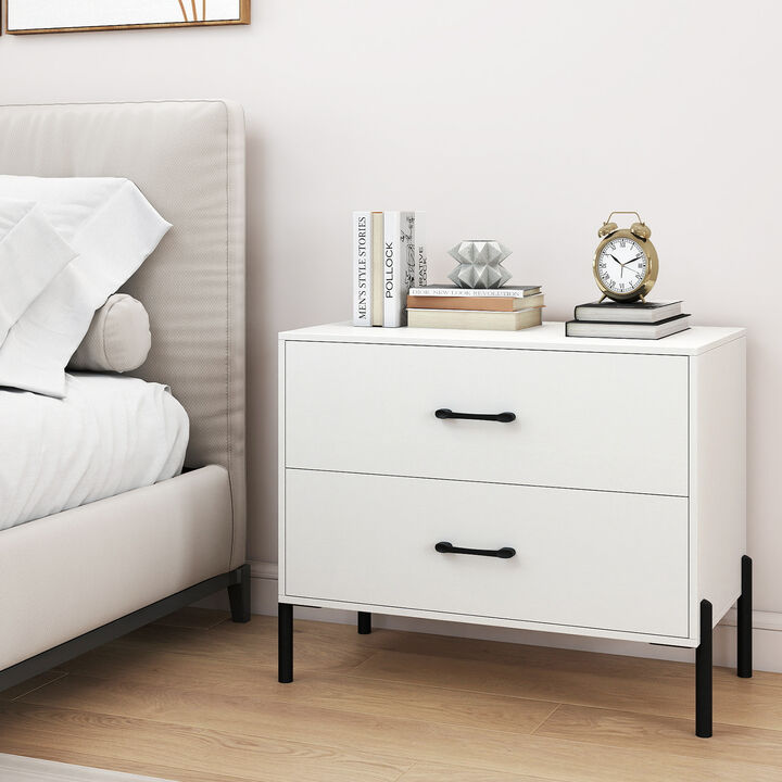 Set of 2 Modern Wooden Nightstands with 2 Drawers for Bedroom Storage