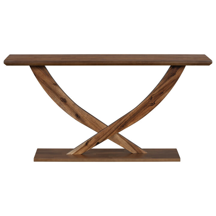 Merax Modern Rustic Console Table with Cross-Leg Design