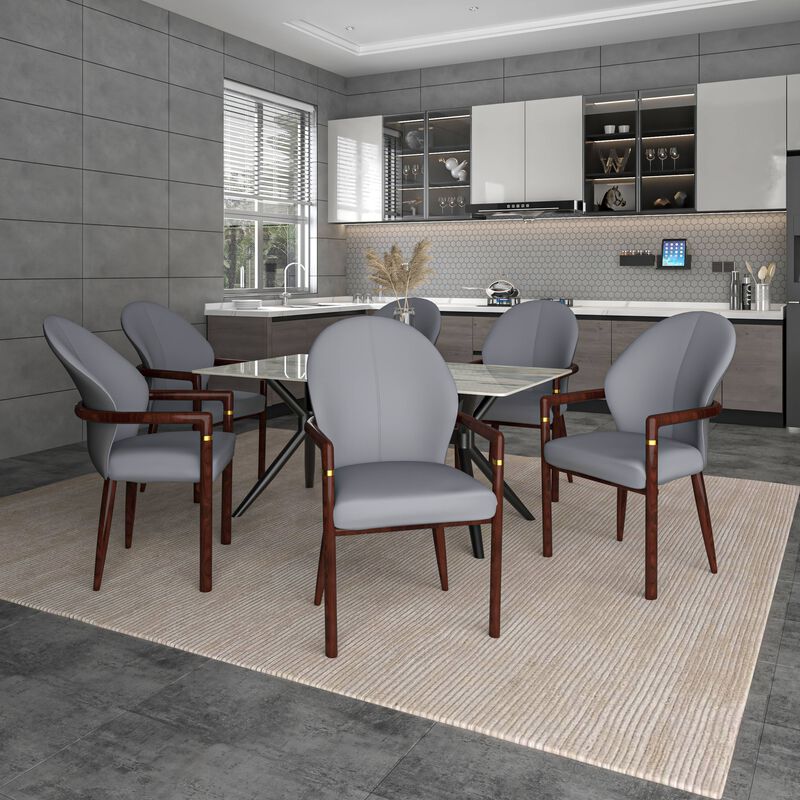 LeisureMod Dining Chair Velvet Fabric Kitchen Chair Ergonomic Armchair with Rubberwood Base and Gold Accents Padded Seat and Back for Modern Home and Office Opaline Series Set of 4