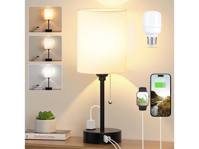 Pull Chain Table Lamps with AC Outlet