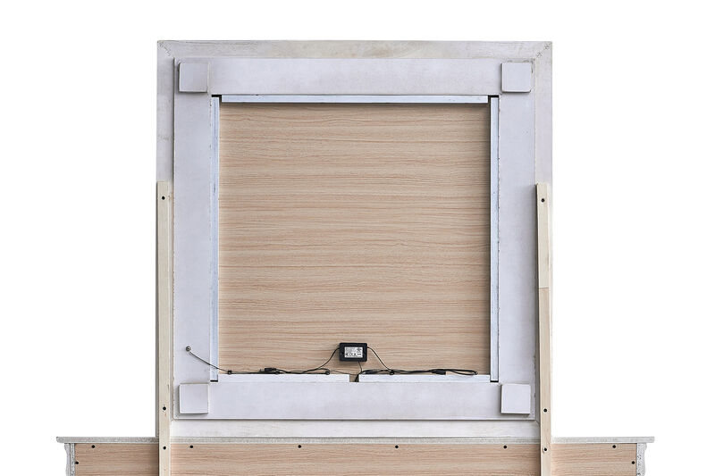 Verona 38 in. W x 38 in. H Square Wood Frame Pearl White Dresser MIrror