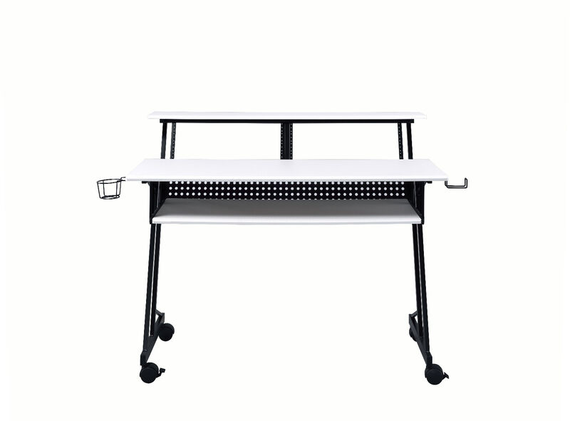 HomeRoots 47" White and Black Computer Desk image number 0
