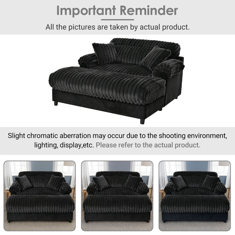 Whisen 62" Accent Chair with 2 Pillows, Faux Fur, Living Room image number 5