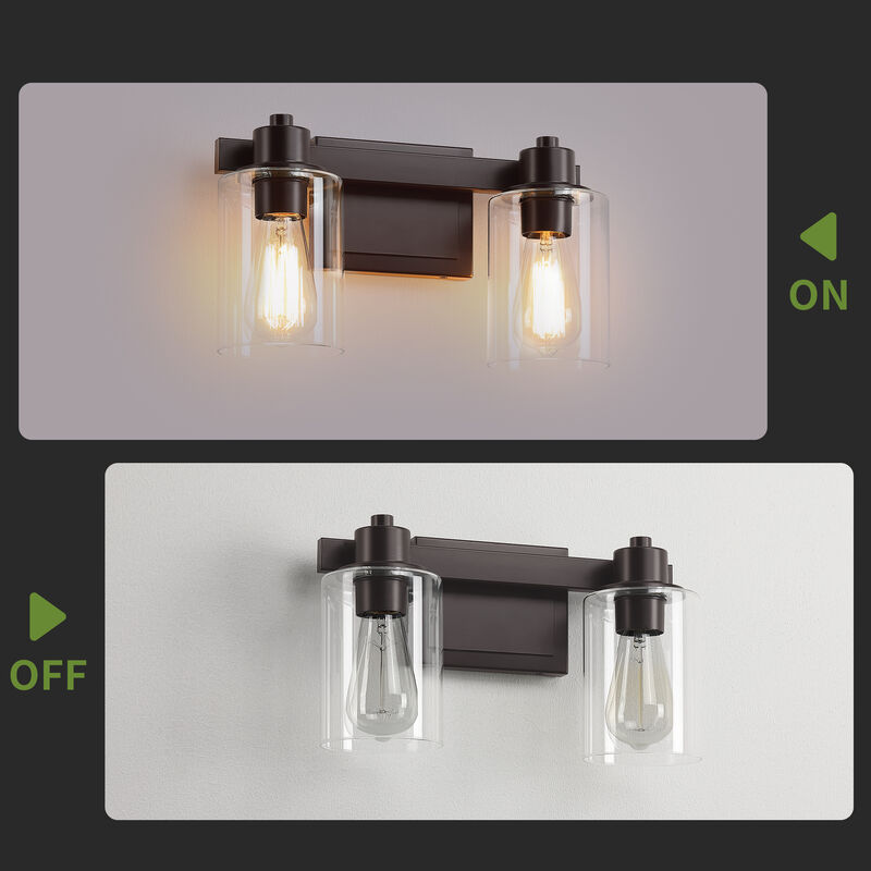 14" 2-Light Dimmable Indoor Wall Sconce with Clear Glass Shades image number 7