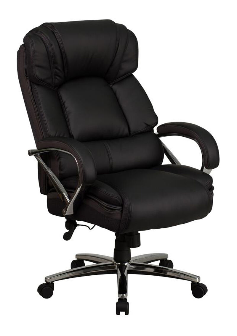 HERCULES Series Big & Tall 500 lb. Rated Black LeatherSoft Executive Swivel Ergonomic Office Chair with Chrome Base and Arms image number 0