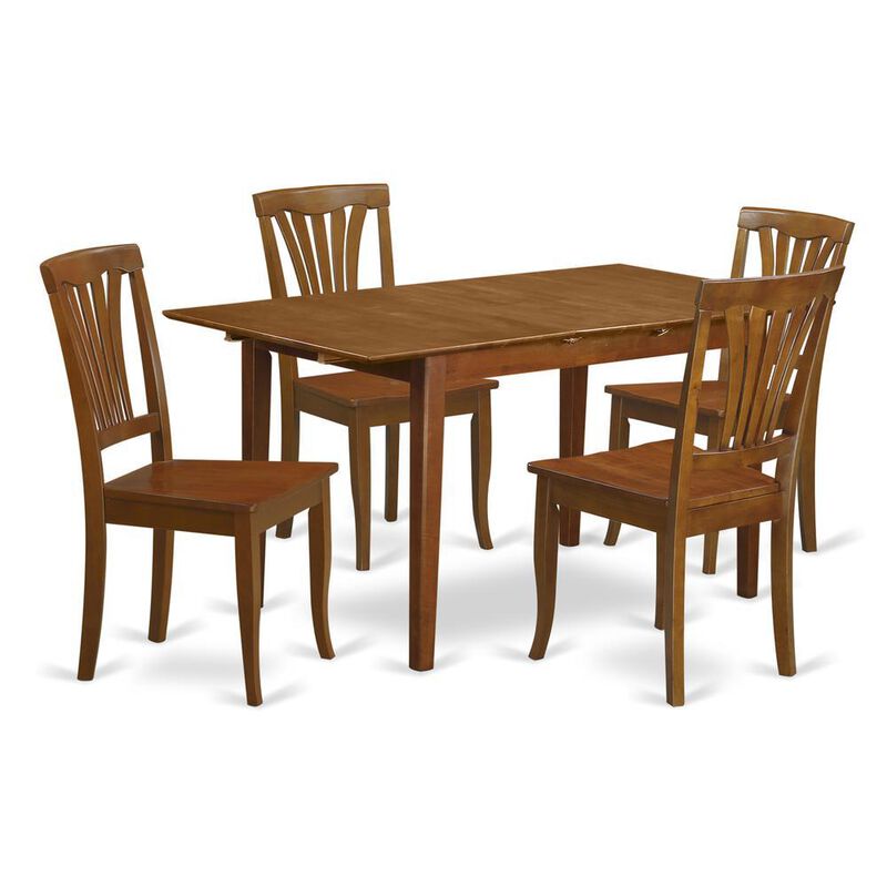 5 Pc dinette set for small spaces with Leaf and 4 Kitchen Dining Chairs