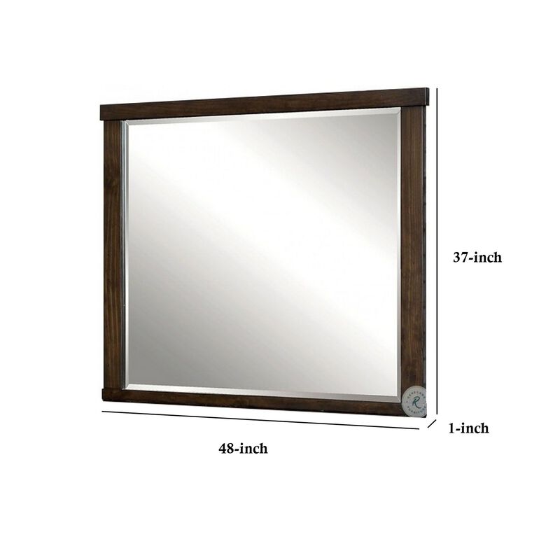 Rectangular Wooden Frame Mirror with Mounting Hardware, Walnut Brown