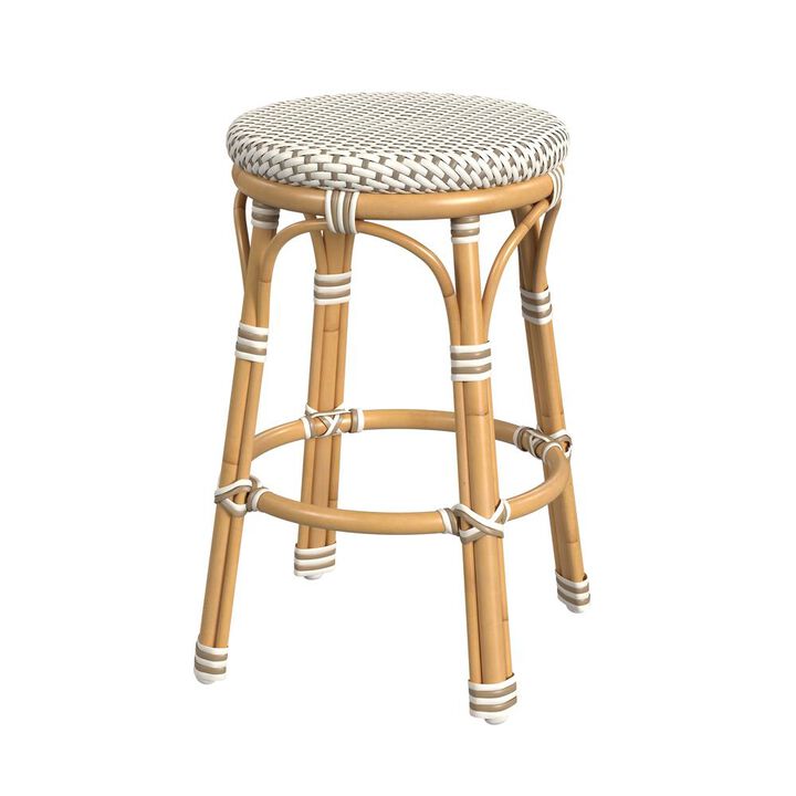 Butler Specialty Tobias 24 in. Seat Height Outdoor Rattan and Metal Backless Counter Stool