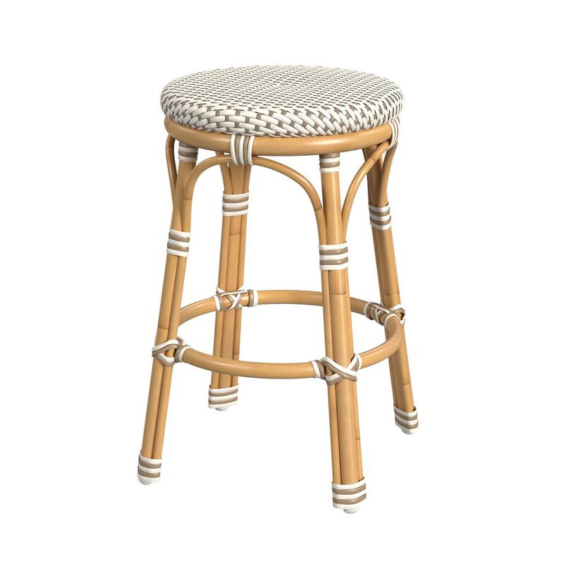 Butler Specialty Tobias 24 in. Seat Height Outdoor Rattan and Metal Backless Counter Stool