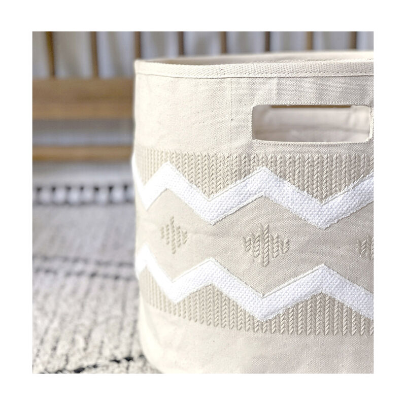 Chevron Neutral Nursery Storage Bin
