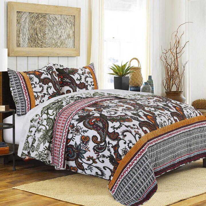 Greenland Home Fashion Orleans Quilt Set - 3 - Piece - King 105x95", Multi