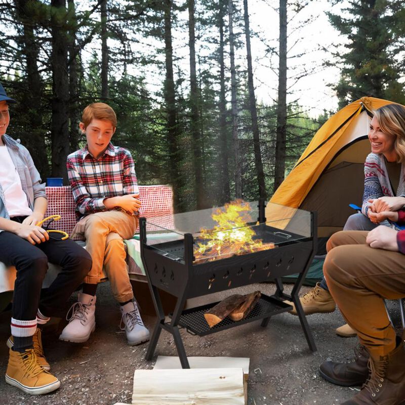 Hivvago Barbecue Charcoal Grills with Wind Guard Seasoning Racks