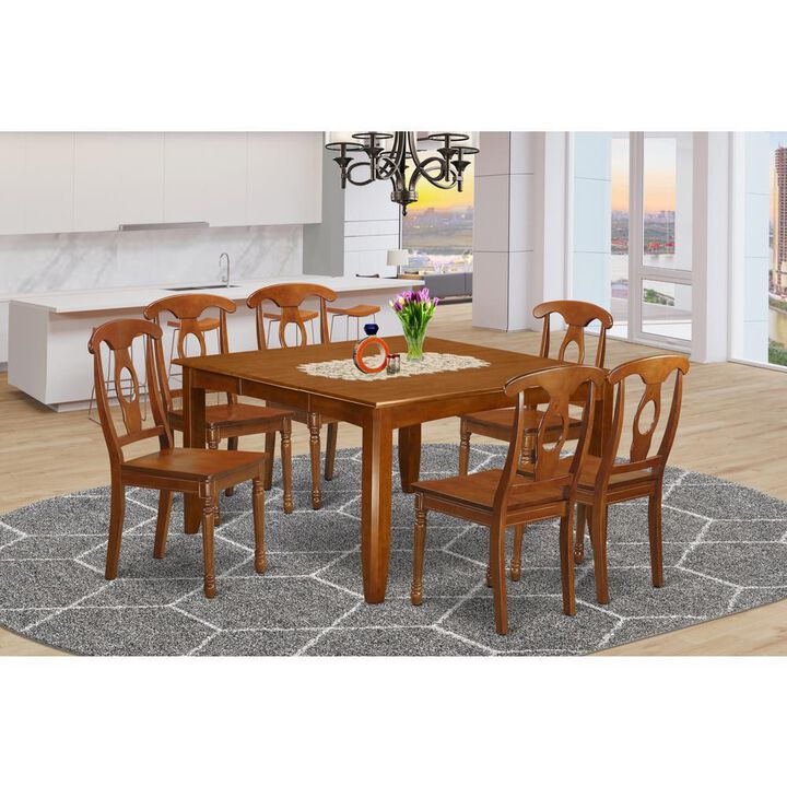 7 PC Dining room set-Dinette Table with Leaf and 6 Kitchen Chairs.