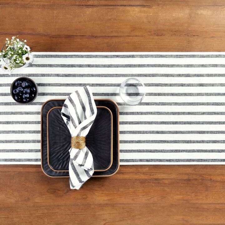 Solino Home 100% Pure Linen Table Runner - Madison Stripe