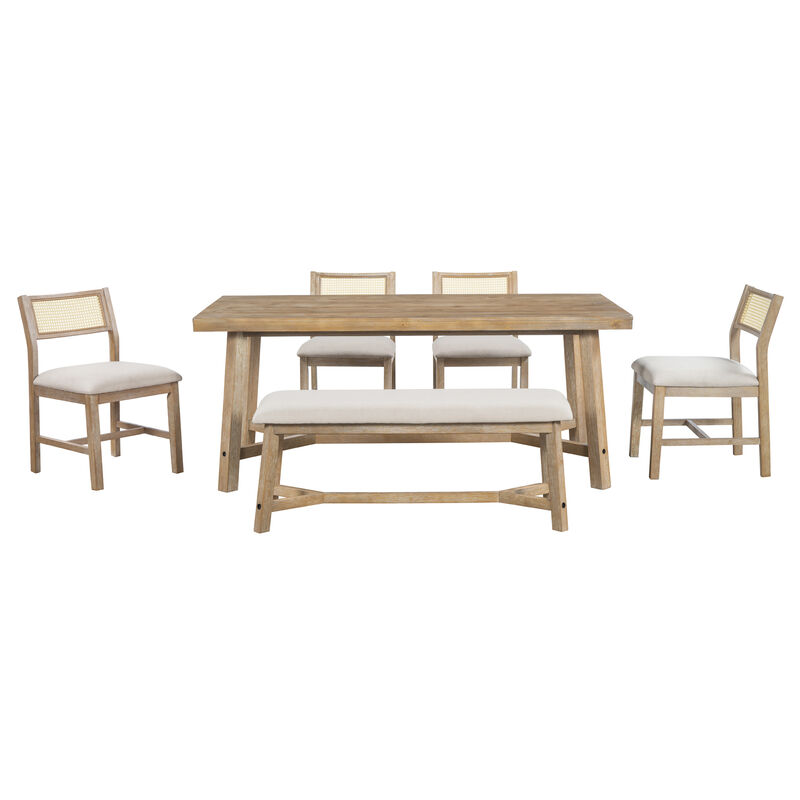 Merax 6-piece Retro Farmhouse Style Dining Set