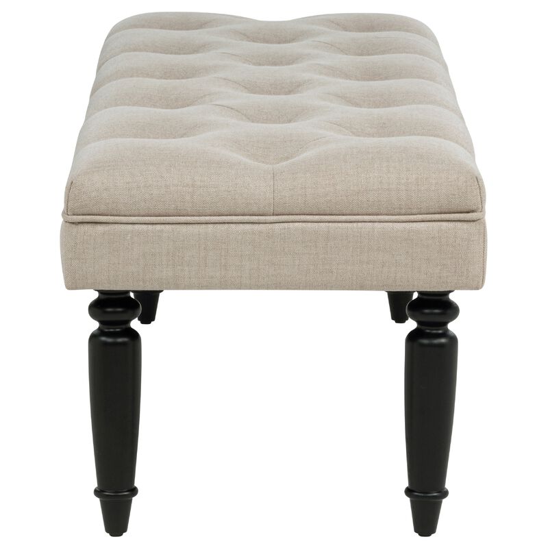 Rasa Accent Bench, Tufted Latte Brown Fabric, Black Turned Legs 52 Inch image number 3