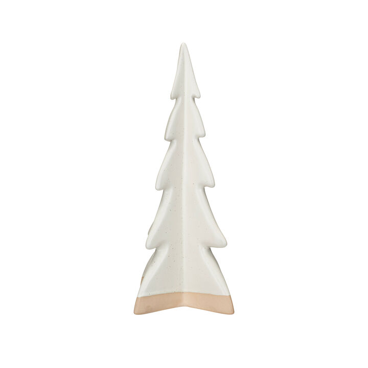Decorative Stoneware Tree with Reactive Glaze, Cream