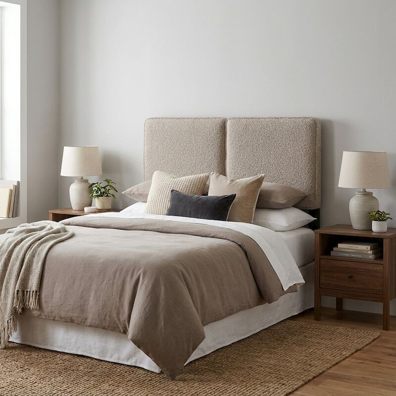 Boucle Fabric Twin Headboard Soft Upholstery with Durable Frame Panel Design image number 3