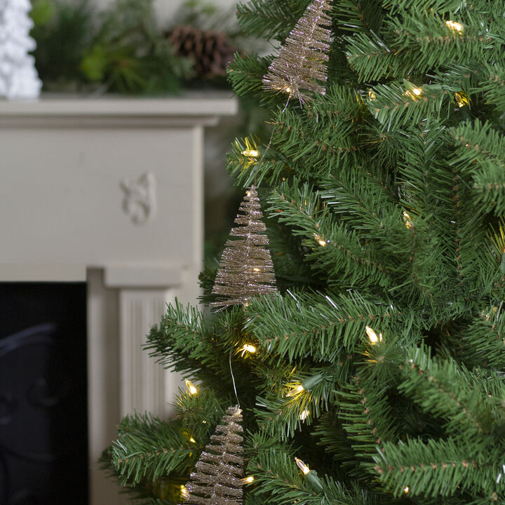 6.75' LED Lighted B/O Gold Mini Sisal Tree Christmas Garland - Warm White Lights