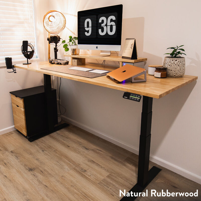Desky Dual Rubberwood Sit Stand Desk image number 8
