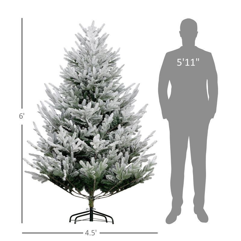 BreeBe 6FT Flocked Artificial Xmas Tree with Realistic Branches image number 2