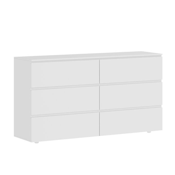 6-Drawers White Wood Chest of Drawer Accent Storage Cabinet Organizer 59 in. W x 15.7 in. D x 32.3 in. H