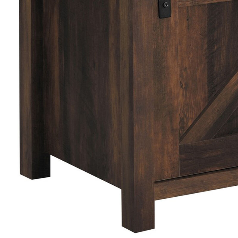 Sem 79 Inch TV Media Entertainment Console, 2 Drawers, Dark Brown Finish - Benzara