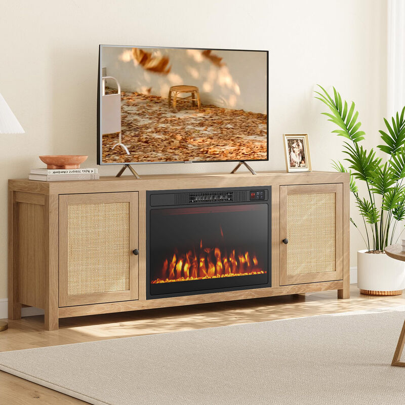 Electric Fireplace Heater with Adjustable Flame Color and Brightness for Home Heating