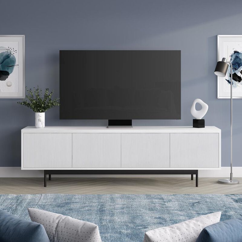 Hudson&Canal Whitman Rectangular TV Stand for TV's up to 75 in White