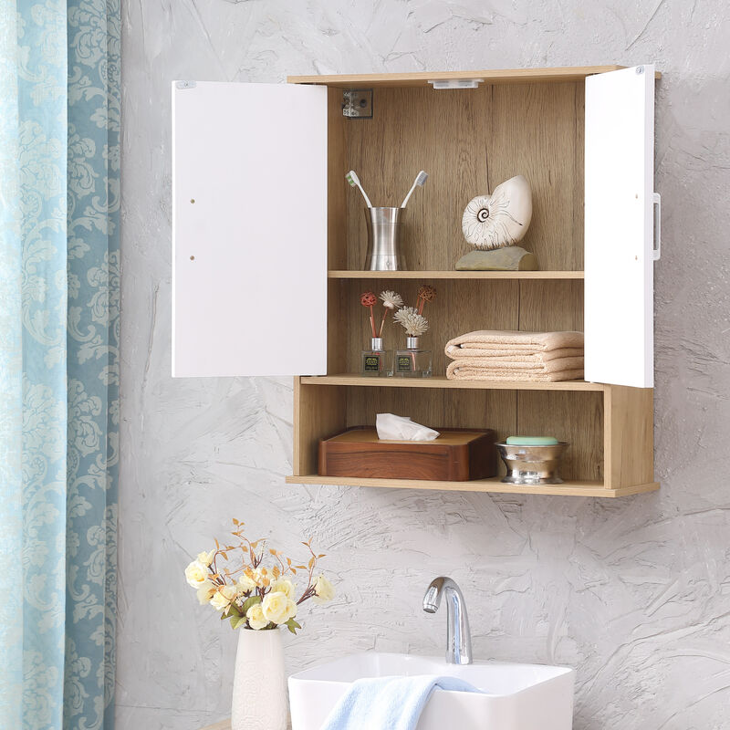 ELEMENT ACE Stylish Wall-Mounted Bathroom Cabinet with Adjustable Shelf and Wave-Patterned Doors for Modern Storage Solutions image number 5