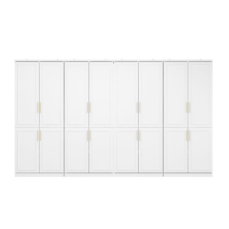 FUFU&GAGA White Armoire with Shelves and Hanging Rods – Modern Bedroom Storage Solution (126.8" W x 19.3" D x 74.8" H),White