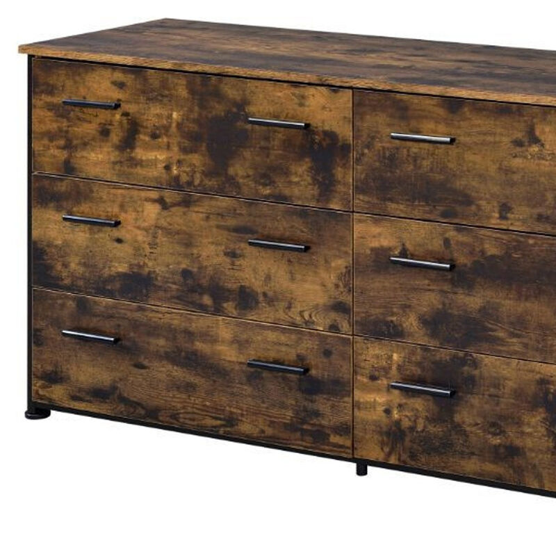 Solid Wood Six-Drawer Double Dresser for Bedroom Storage