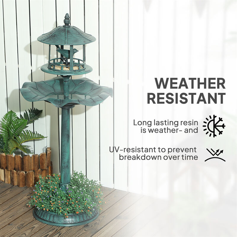 Pedestal Tall Bird Bath &ndash; Outdoor Decorative Fountain for Backyard & Garden image number 2
