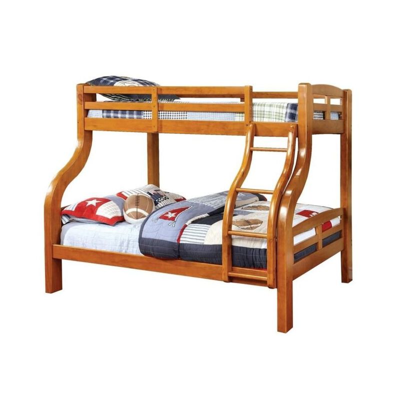 Wooden Twin Over Full Bunk Bed in Oak image number 4